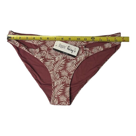 Dippin’ Daisy’s Cut Out Sides Bikini Bottom Sz L Mauve Reversible Botanical NWT - Picture 2 of 10